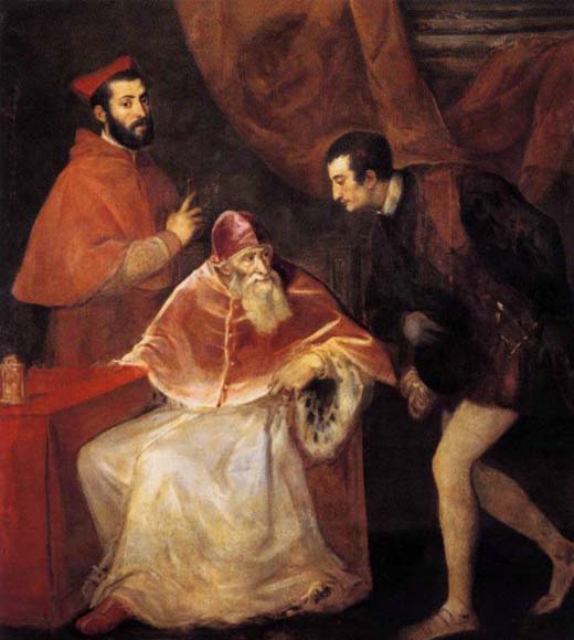 Pope Paul III with his Nephews Alessandro and Ottavio Farnese